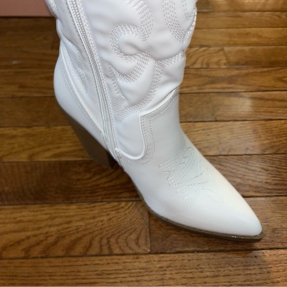 Berness Arizona Quilted Cowboy Boots White Women’s Size 8 Western Design - Picture 8 of 13
